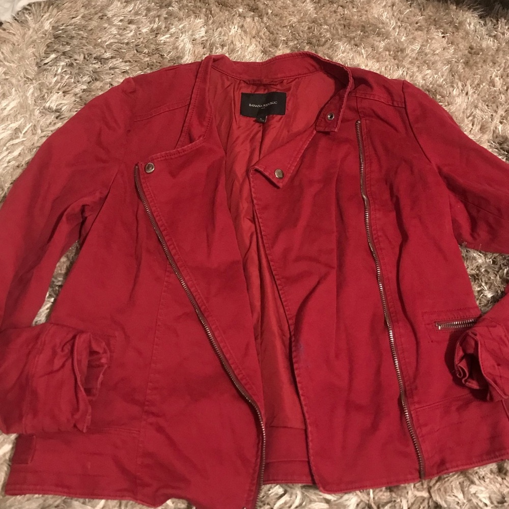 RED MOTO ZIPPERED JACKET